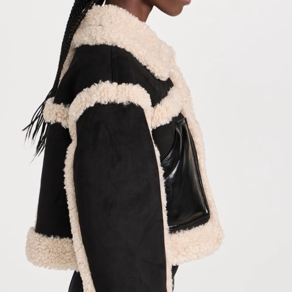 Stand Studio Edith Black Cream Teddy Jacket - Picture 3 of 5